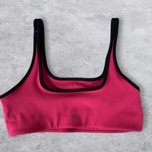 Splits59 Cait Recycled Techflex Sports Bra Lychee Pink and Black Contrast Trim